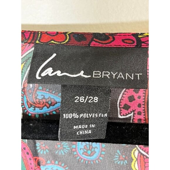 Lane Bryant Floral Sheer Top 26 Black Paisley Chic Preppy Resort Classic 80s - Picture 2 of 9